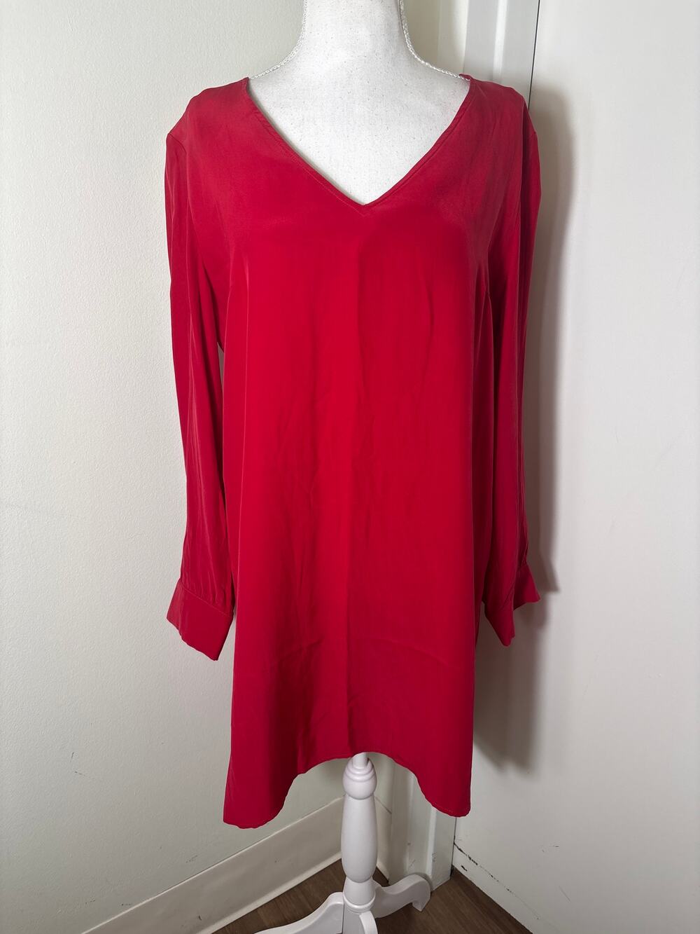 Amanda Uprichard Red Silk Shift Dress Sz L